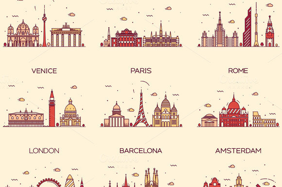 Set Of 9 Europe Cities Skylines