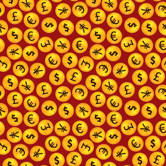 Golden Coins With Main Currency Sign Golden Coins With Main Currency Sign