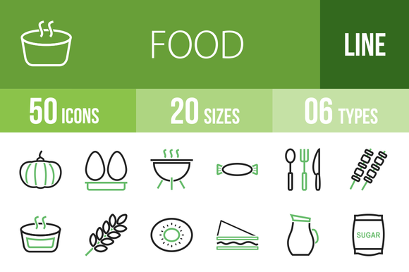50 Food Green Black Icons 50 Food Green Black Icons