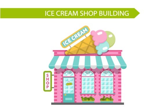 Vector Ice Cream Shop Building Vector Ice Cream Shop Building