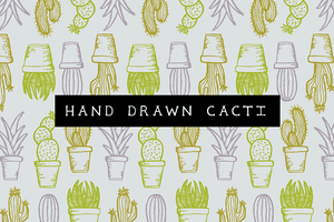 Hand drawn cacti