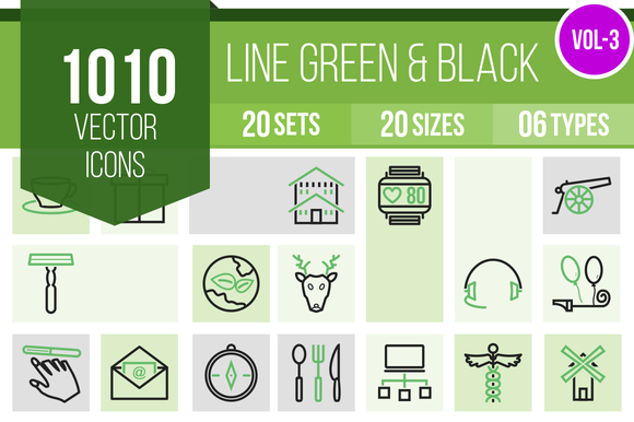 1010 Line Green Black Icons 1010 Line Green Black Icons