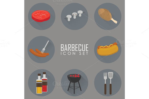 Icons Set Of Barbecue Grill Icons Set Of Barbecue Grill