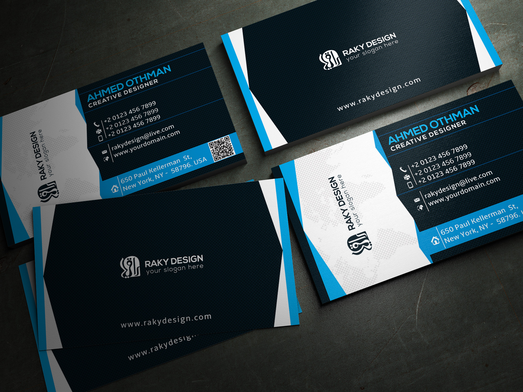 Blue Black business card ~ Business Card Templates on Creative Market