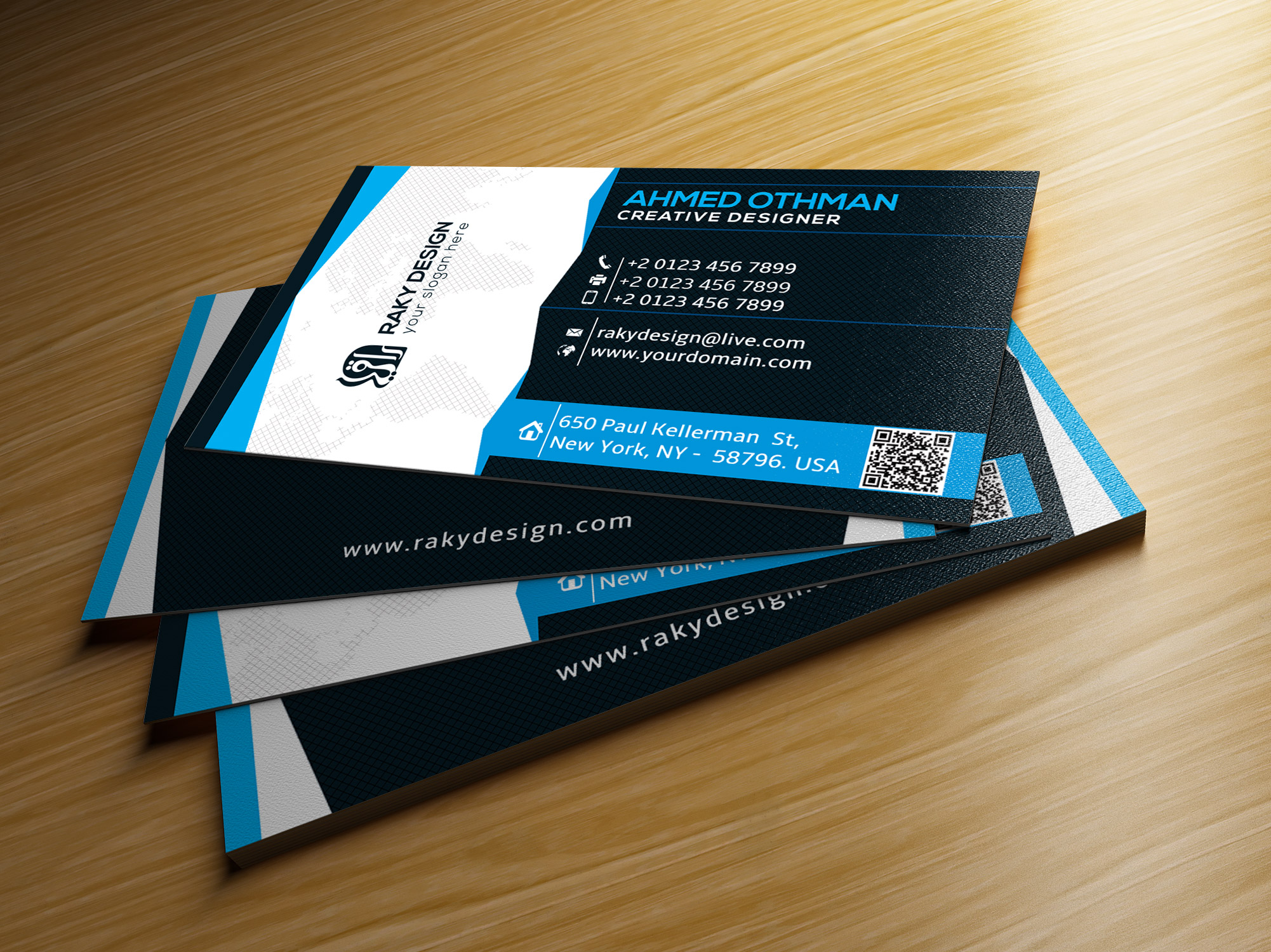 Blue Black business card ~ Business Card Templates on Creative Market