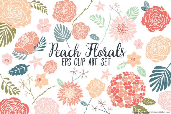 Peach Florals Clip Art Vector EPS Peach Florals Clip Art Vector EPS