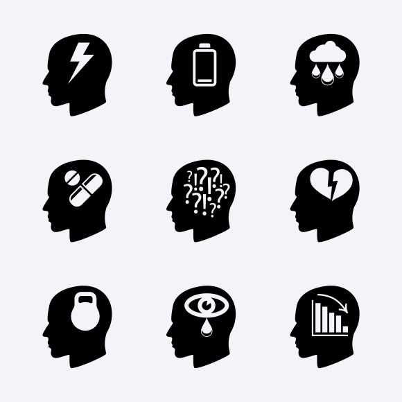 Stress And Depression Icon Set Stress And Depression Icon Set