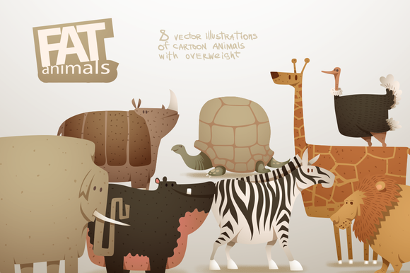 Fat Animals Bundle Vector Fat Animals Bundle Vector