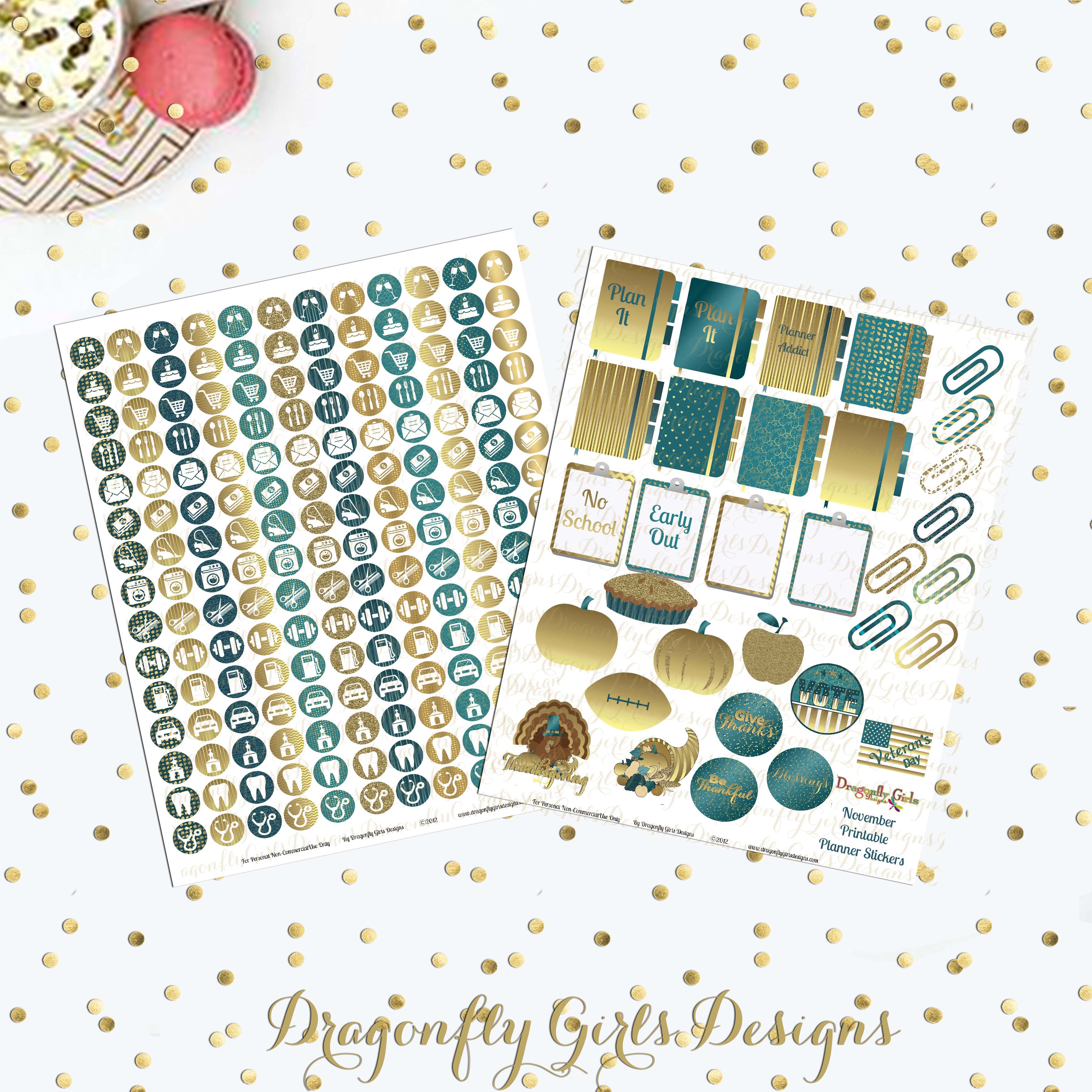 November Printable Planner Stickers ~ Graphics on Creative Market