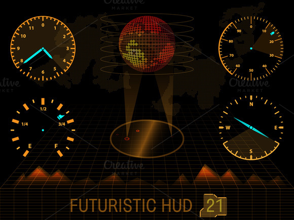 Futuristic HUD Touch GUI Elements