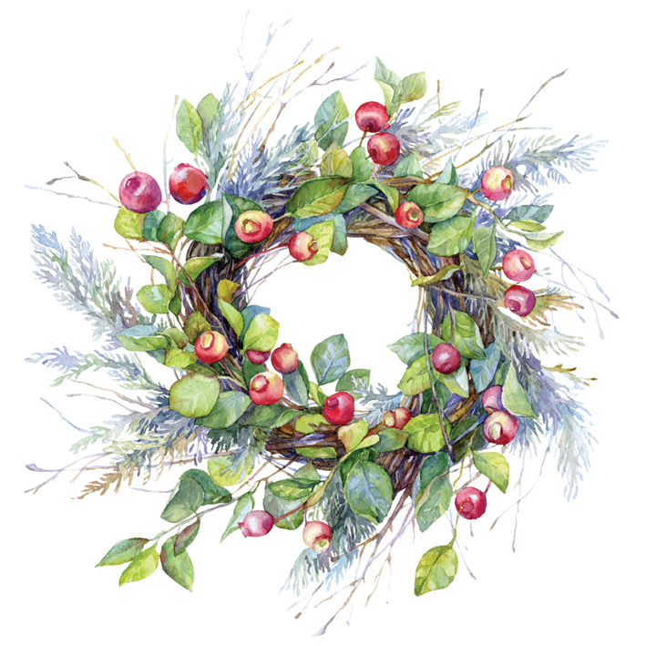 Watercolor wreath with berries ~ Illustrations on Creative Market