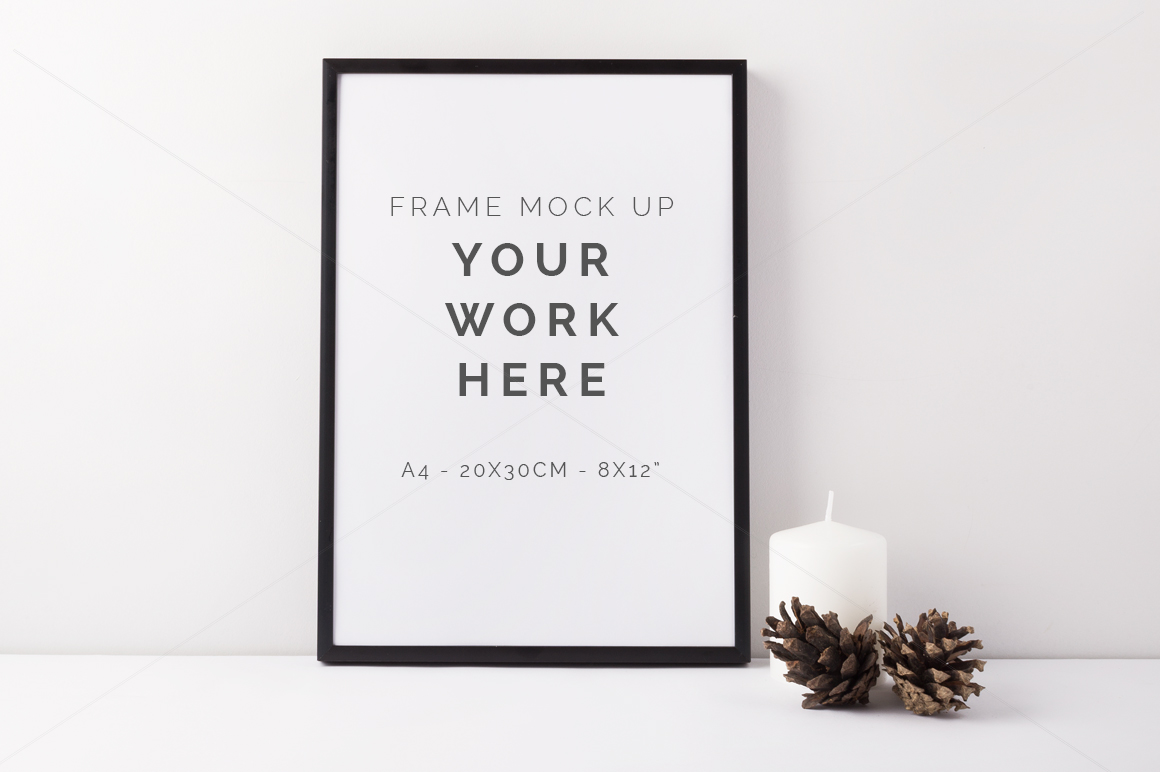 A4 black frame mock up - ~ Product Mockups on Creative Market