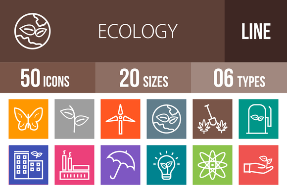 50 Ecology Line Multicolor Icons 50 Ecology Line Multicolor Icons
