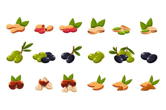 Olives And Nuts Vector Illustration Olives And Nuts Vector Illustration