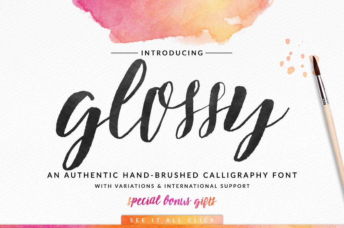 Download Glossy Script Hand Brush Type Font ~ Script Fonts on ...