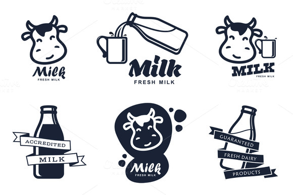 Set Of Labels And Icons For Milk Set Of Labels And Icons For Milk
