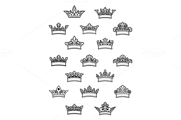 Ornated Heraldic Crowns Set Ornated Heraldic Crowns Set