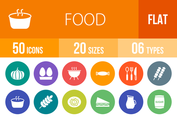 50 Food Flat Round Icons 50 Food Flat Round Icons