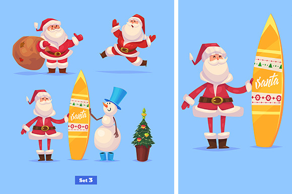 Set 3 Of Funny Santa And Snowman Set 3 Of Funny Santa And Snowman