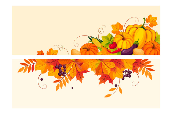 Banners With Autumn Harvest Elements Banners With Autumn Harvest Elements