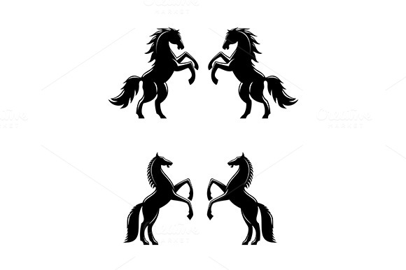 Two Rearing Up Horses Silhouettes