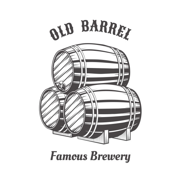 Logo design with wooden beer barrels ~ Graphics on Creative Market