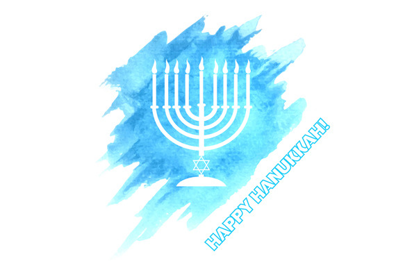Menorah On Blue Watercolor Menorah On Blue Watercolor