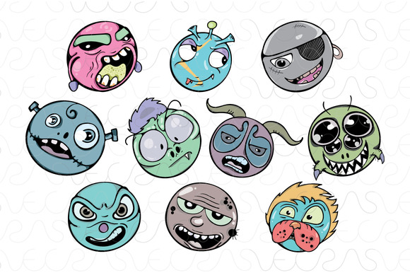 Zombie Faces Freehand Style Vector Zombie Faces Freehand Style Vector