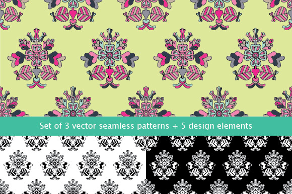 Set Of 3 Seamless Patterns Set Of 3 Seamless Patterns