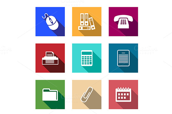 Flat Office Supply Icons