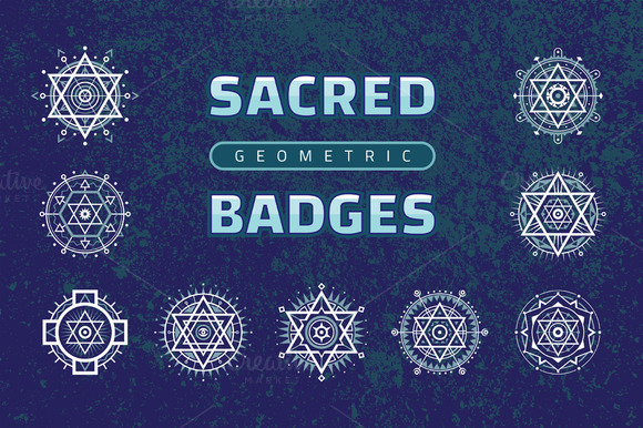 Sacred Geometric Badges Vector Set Sacred Geometric Badges Vector Set