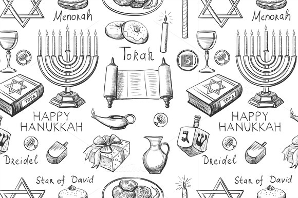 Seamless Pattern With Hanukkah Seamless Pattern With Hanukkah