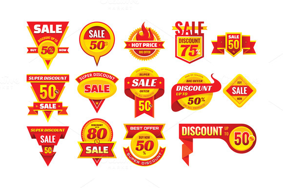 Sale Discount Vector Badges Set