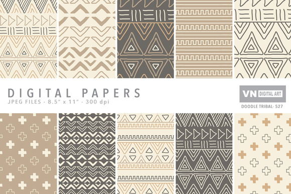 Digital Papers Doodle Tribal 527 Digital Papers Doodle Tribal 527