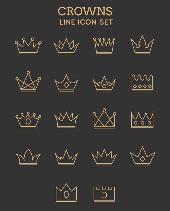 Crown Line Icon Set