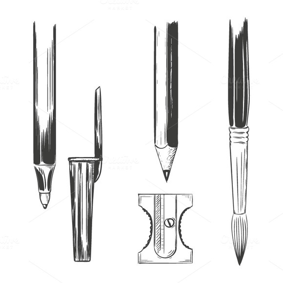 Set Of Drawing And Writing Tools