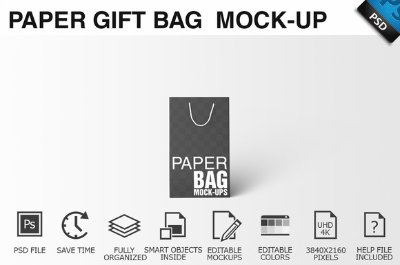 Paper Gift Shopping Bag Mockup 10