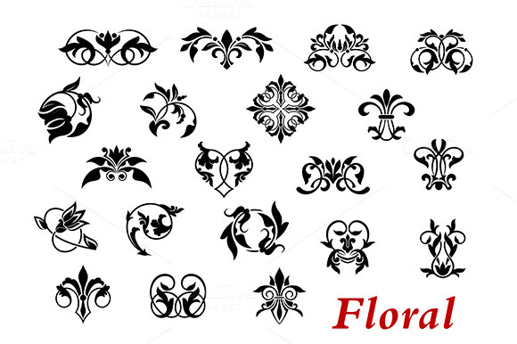 Floral Ornamental Elelments And Vign Floral Ornamental Elelments And Vign