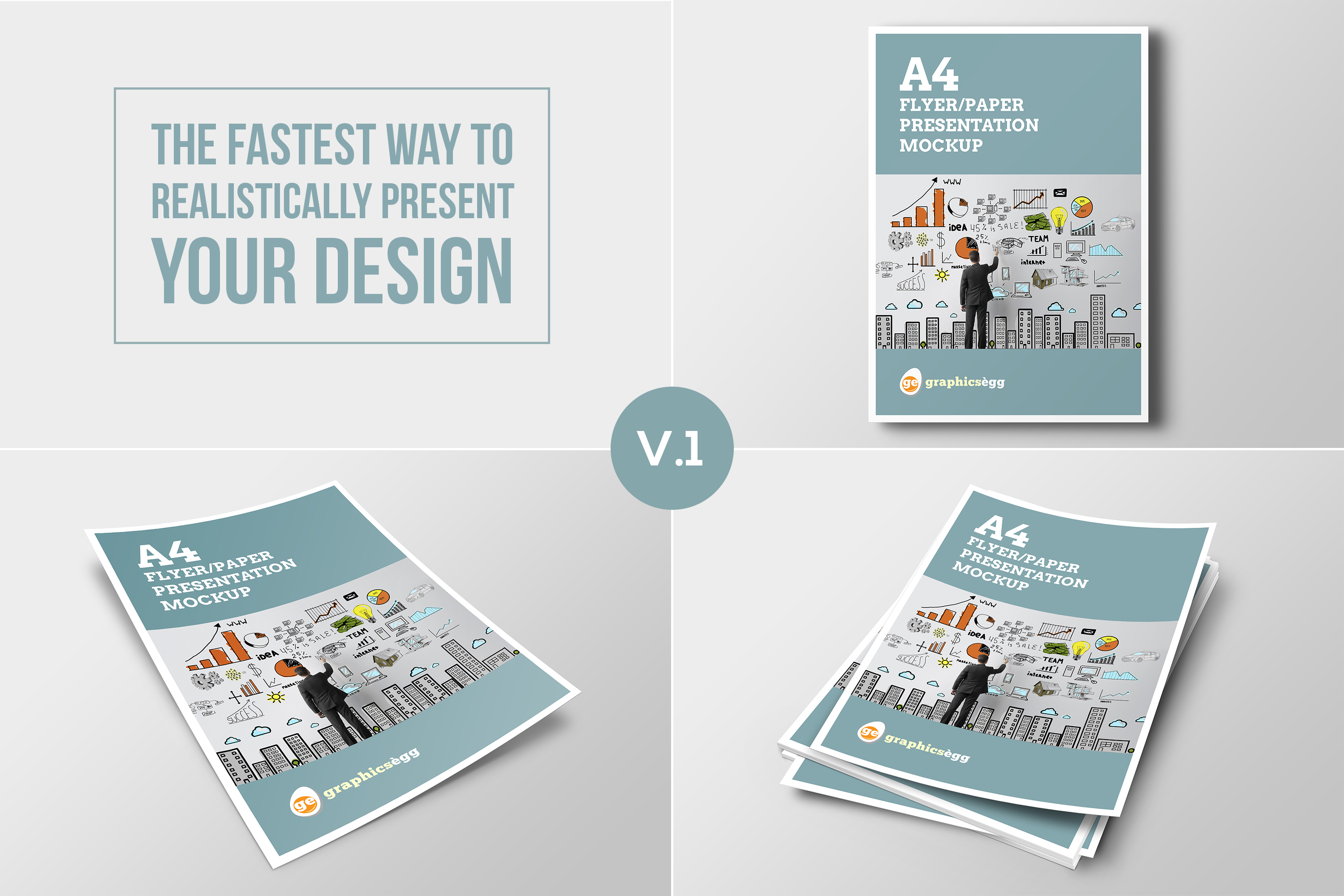 A4 Flyer Mockup Set V.1 Product Mockups on Creative Market