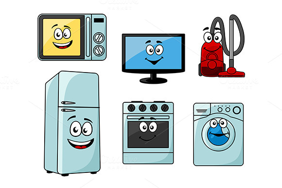 Cartoon Household Appliances Set