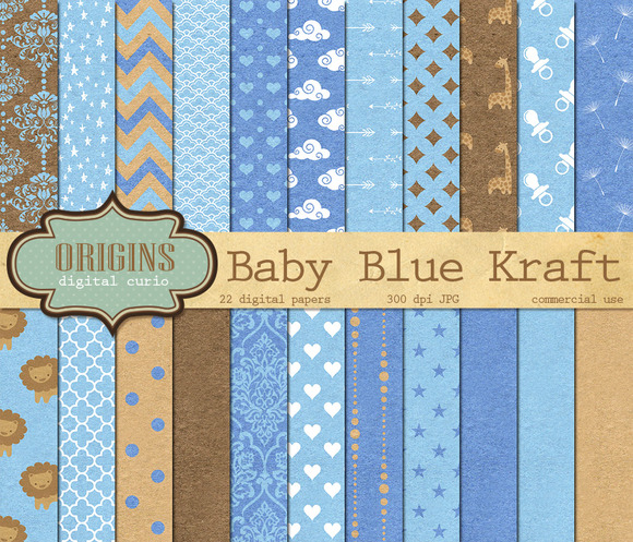 Baby Blue Kraft Digital Paper