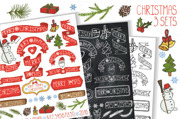 Christmas Ribbons Headlines Sets Christmas Ribbons Headlines Sets