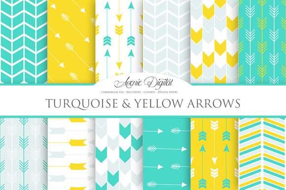 Turquoise And Yellow Arrows Papers Turquoise And Yellow Arrows Papers