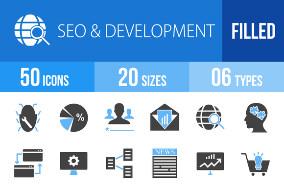 50 SEO Development Blue Black Icons 50 SEO Development Blue Black Icons