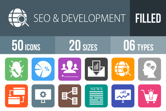 50 SEO Flat Round Corner Icons 50 SEO Flat Round Corner Icons