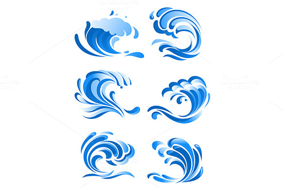 Blue Curling Ocean Waves