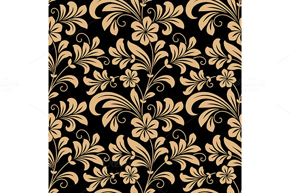 Floral Seamless Pattern With Gold Fl