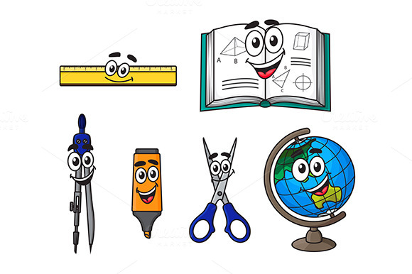 Happy Cartoon School Supplies Happy Cartoon School Supplies