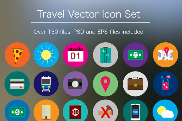 Flat Travel Icon Pack PSD Vector Flat Travel Icon Pack PSD Vector