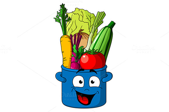 Healthy Fresh Vegetables In Blue Pot